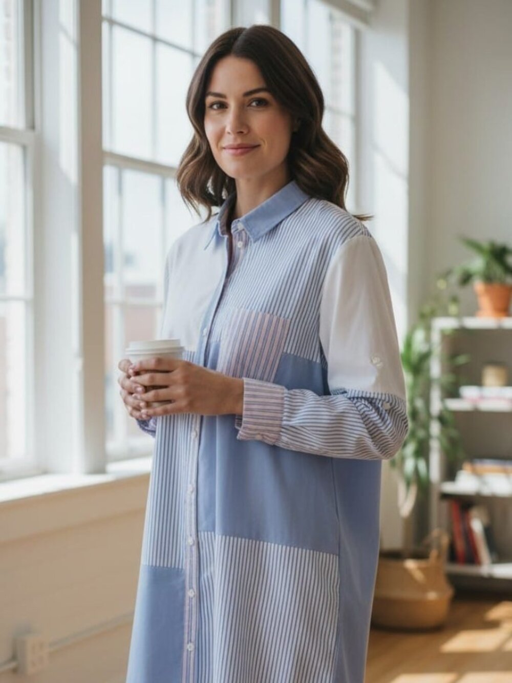Tommy Hilfiger Shirt, blue and pink stripes-Size 8